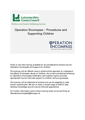 Operation Encompass Training for Leicestershire Schools